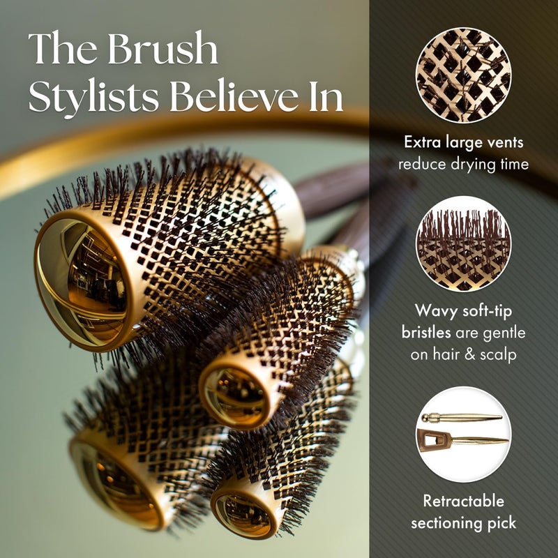 Olivia Garden NanoThermic Ceramic + Ion Round Thermal Hair Brush - Not Electrical - Professional Blowout Brush for Normal to Thick Hair -1" to 2 1/8" - Diameter Barrel - CIXL-24,34,44,54 - Image 2