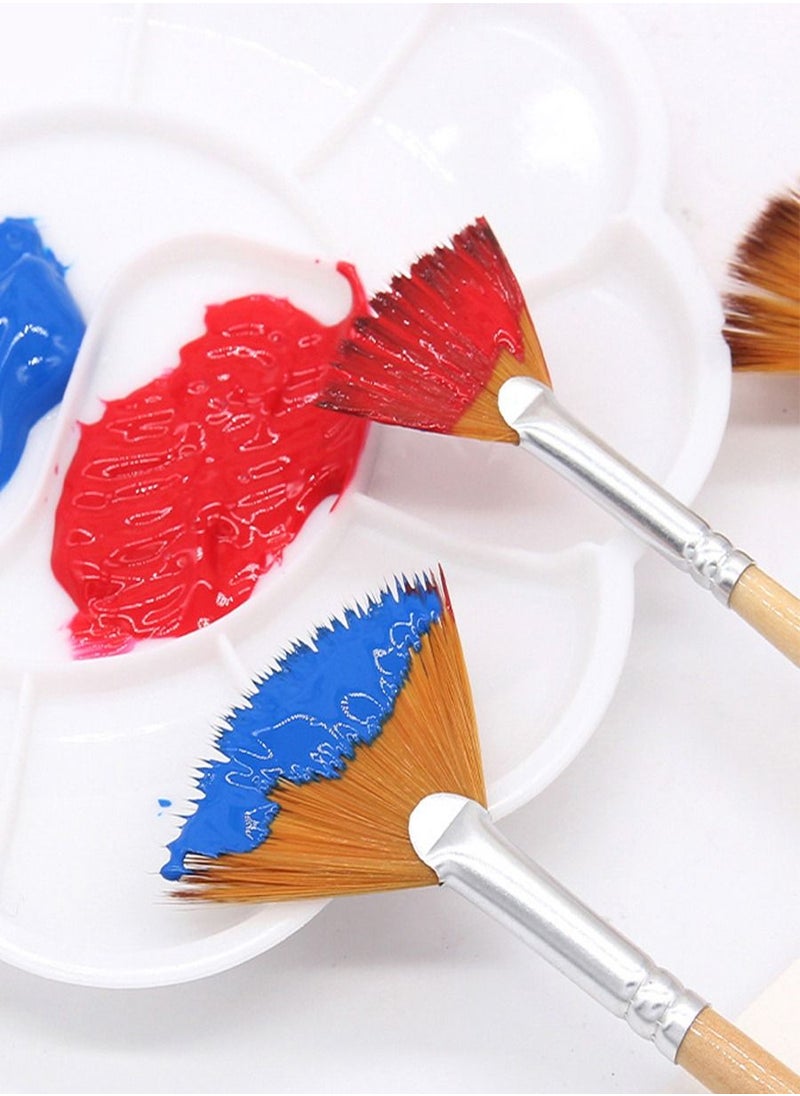 MileMelo - 5 Pcs Paint Brushes Set, Fan Paint Brush with Long Wood Handles Anti-Shedding Nylon Hair Painting Brush for Acrylic Painting, Oil Watercolor Painting - Image 1
