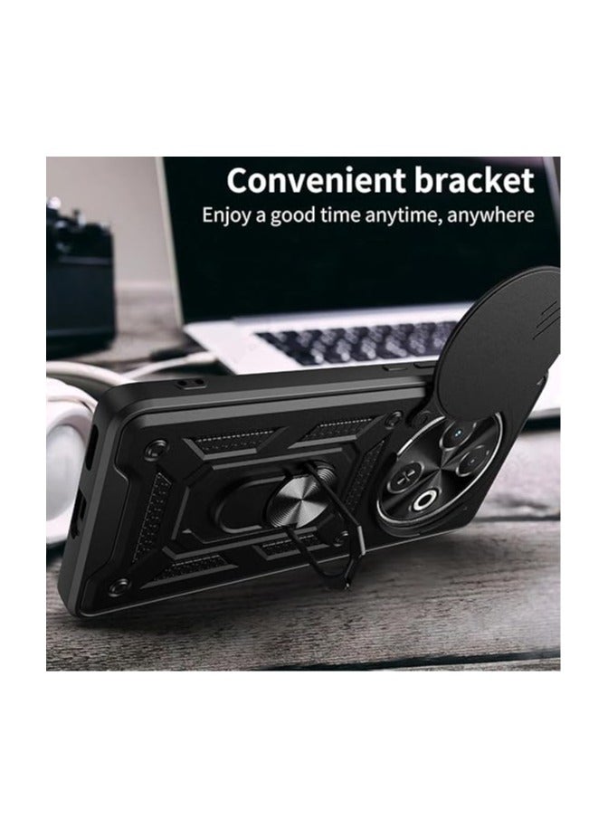 Compatible with Tecno Spark 30C Case, Case with Slide Camera Cover Heavy Duty  Grade Shockproof Magnetic Ring Holder Kickstand Case for Tecno Spark 30C - Image 3