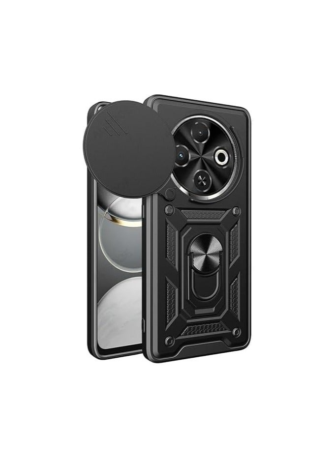 Compatible with Tecno Spark 30C Case, Case with Slide Camera Cover Heavy Duty  Grade Shockproof Magnetic Ring Holder Kickstand Case for Tecno Spark 30C - Image 1