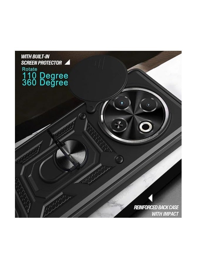 Compatible with Tecno Spark 30C Case, Case with Slide Camera Cover Heavy Duty  Grade Shockproof Magnetic Ring Holder Kickstand Case for Tecno Spark 30C - Image 4