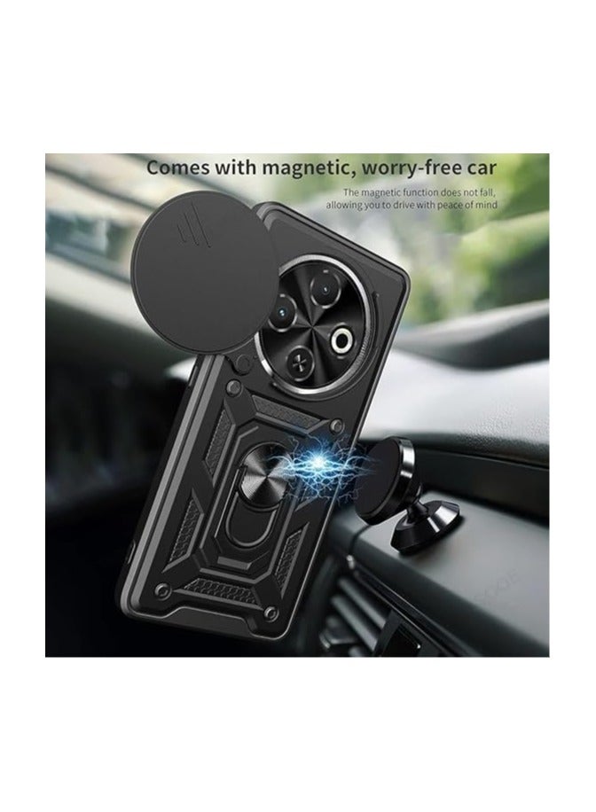 Compatible with Tecno Spark 30C Case, Case with Slide Camera Cover Heavy Duty  Grade Shockproof Magnetic Ring Holder Kickstand Case for Tecno Spark 30C - Image 2