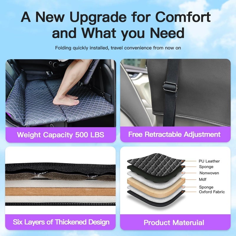 YASHINE Non Inflatable Truck Bed Air Mattress for Large Truck, Car Travel Camping Back Seat Extender for F150/RAM 1500/Silverado/Ranger/GMC/Tundra/Tacoma - Image 5
