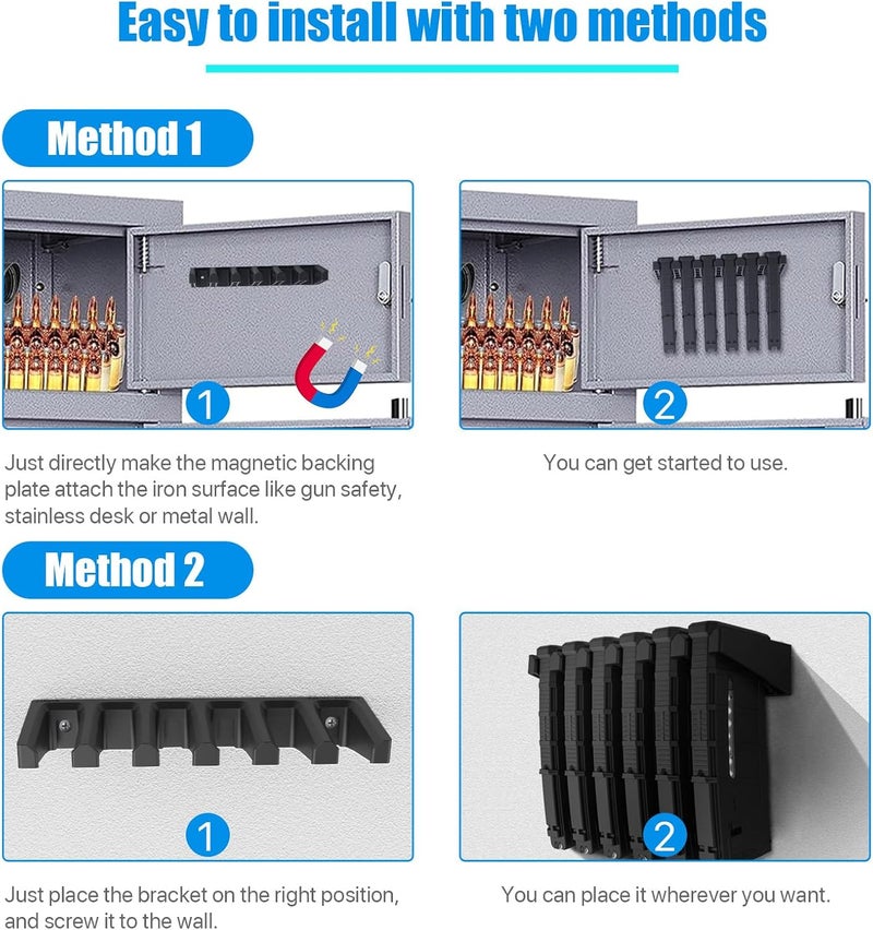 RUSFOL Solid ABS 6X Standard PMAG Wall Mount, Mag Holder, Home Magazine Storage Rack - Image 5