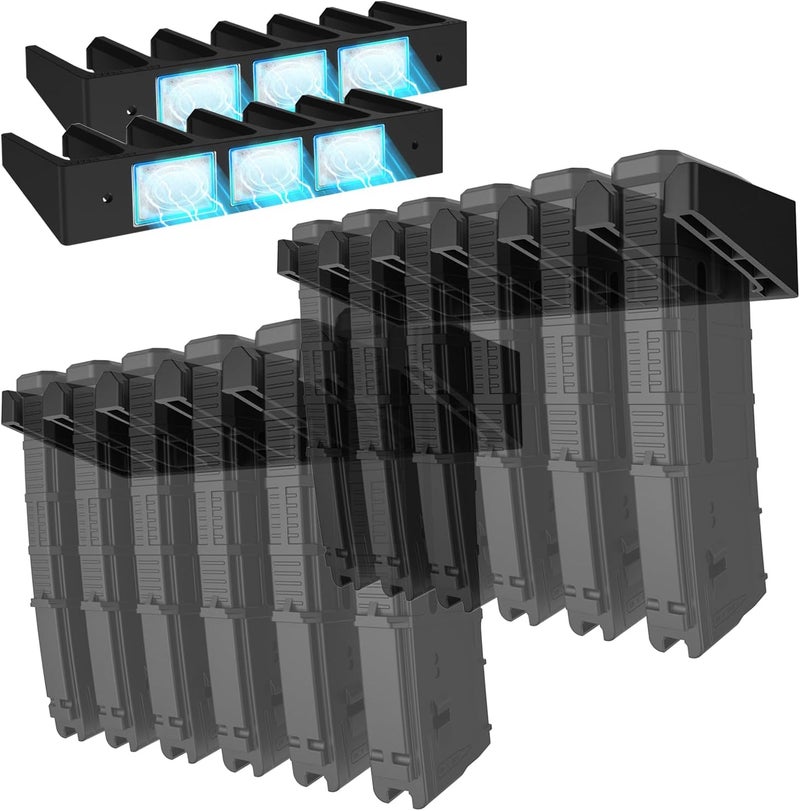 RUSFOL Solid ABS 6X Standard PMAG Wall Mount, Mag Holder, Home Magazine Storage Rack - Image 1