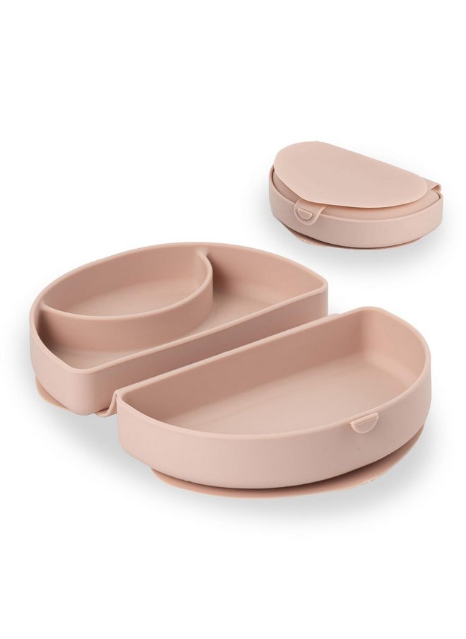 Miniware Silifold Silicone Baby Plate Foldable Toddler Travel Essential To Promote Selffeeding Food Grade Silicone Toddler Plates & Baby Plates With Suction Bpa Free Baby Essentials Pink  - Image 1