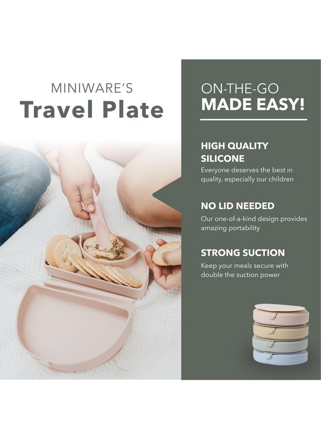 Miniware Silifold Silicone Baby Plate Foldable Toddler Travel Essential To Promote Selffeeding Food Grade Silicone Toddler Plates & Baby Plates With Suction Bpa Free Baby Essentials Pink  - Image 2