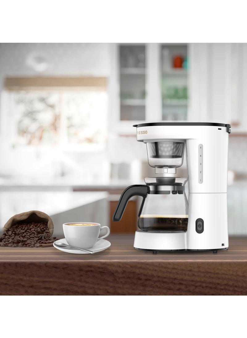 LePRESSO Transparent Drip Coffee Machine with BS Plug 0.75L Coffee Maker 700W Fast Brewing / 40Min Keep Warm / Automatic Coffee Brewer / Home Kitchen Coffee Appliance / Auto Shut-Off Coffee Machine - White  - Image 4