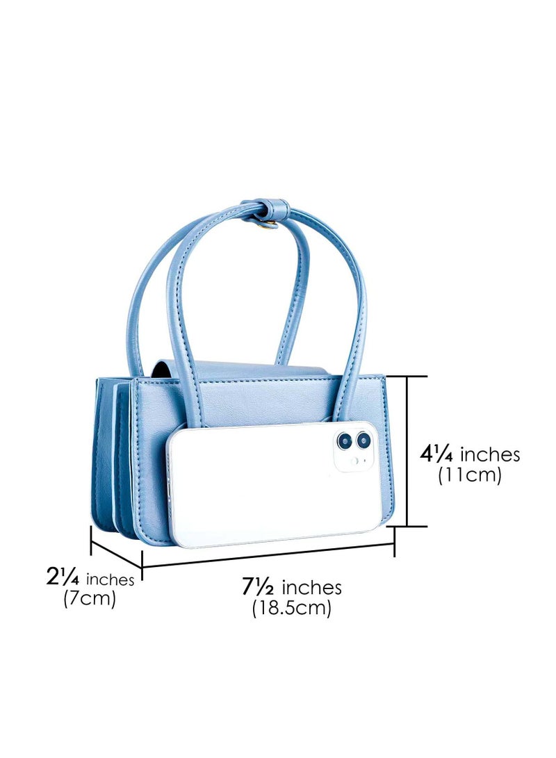 Y&D Mini Women Clutch Handbag PU Leather Crossbody Bags and purse for Top Handle Trendy Shoulder Bag Girls(Fog Blue) - Image 5