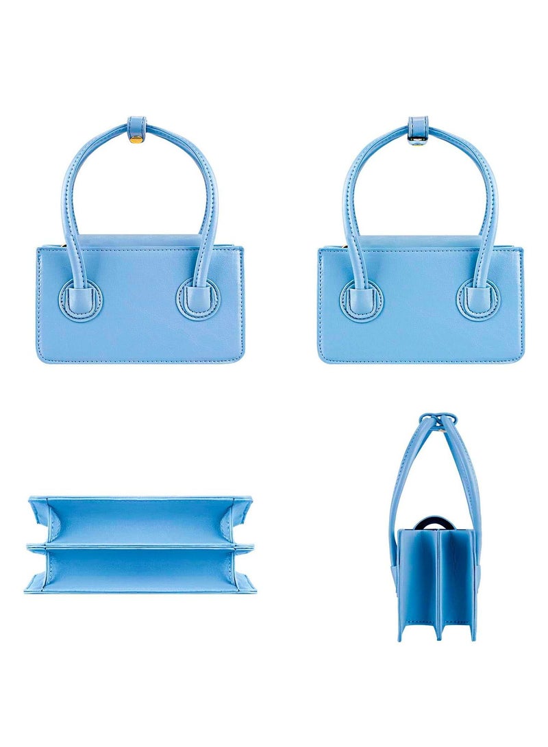 Y&D Mini Women Clutch Handbag PU Leather Crossbody Bags and purse for Top Handle Trendy Shoulder Bag Girls(Fog Blue) - Image 4