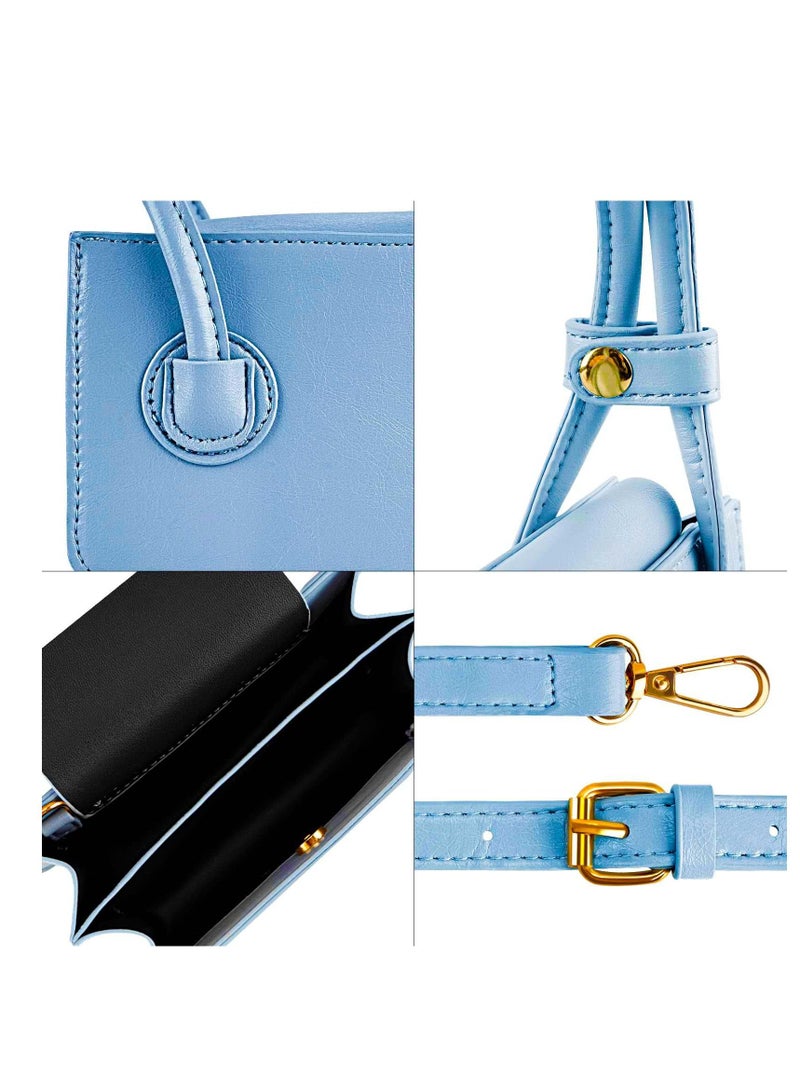 Y&D Mini Women Clutch Handbag PU Leather Crossbody Bags and purse for Top Handle Trendy Shoulder Bag Girls(Fog Blue) - Image 3