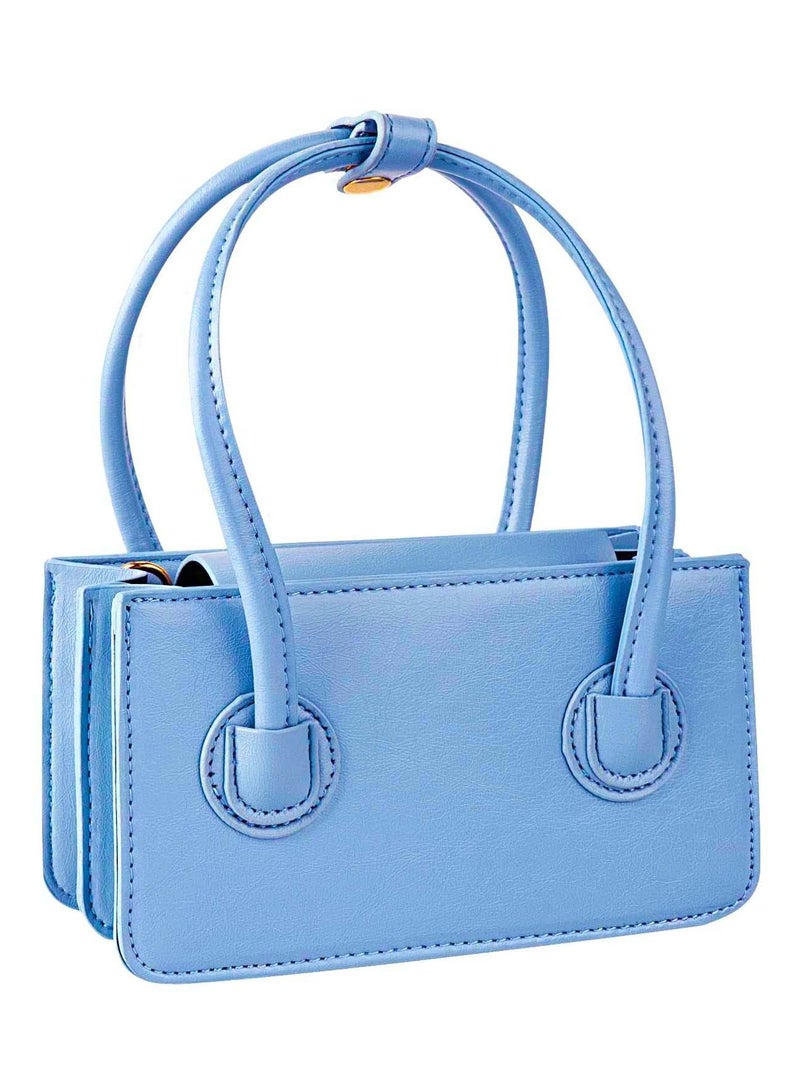 Y&D Mini Women Clutch Handbag PU Leather Crossbody Bags and purse for Top Handle Trendy Shoulder Bag Girls(Fog Blue) - Image 1