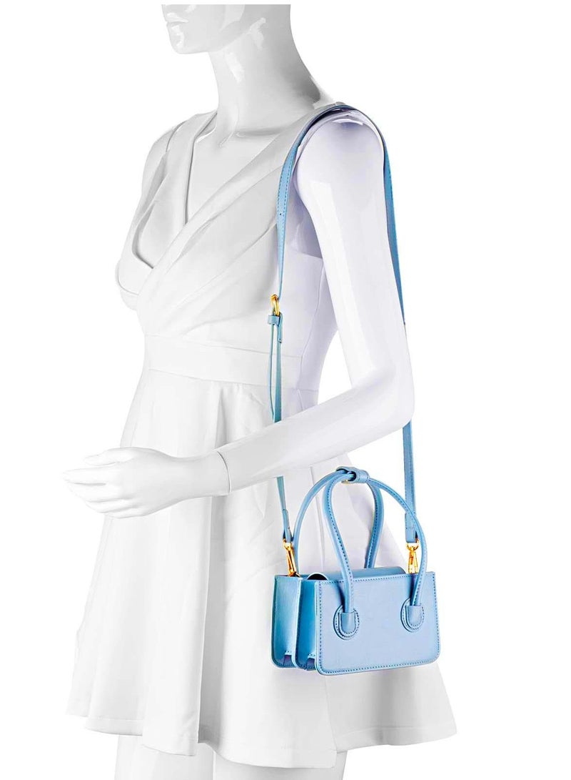 Y&D Mini Women Clutch Handbag PU Leather Crossbody Bags and purse for Top Handle Trendy Shoulder Bag Girls(Fog Blue) - Image 2