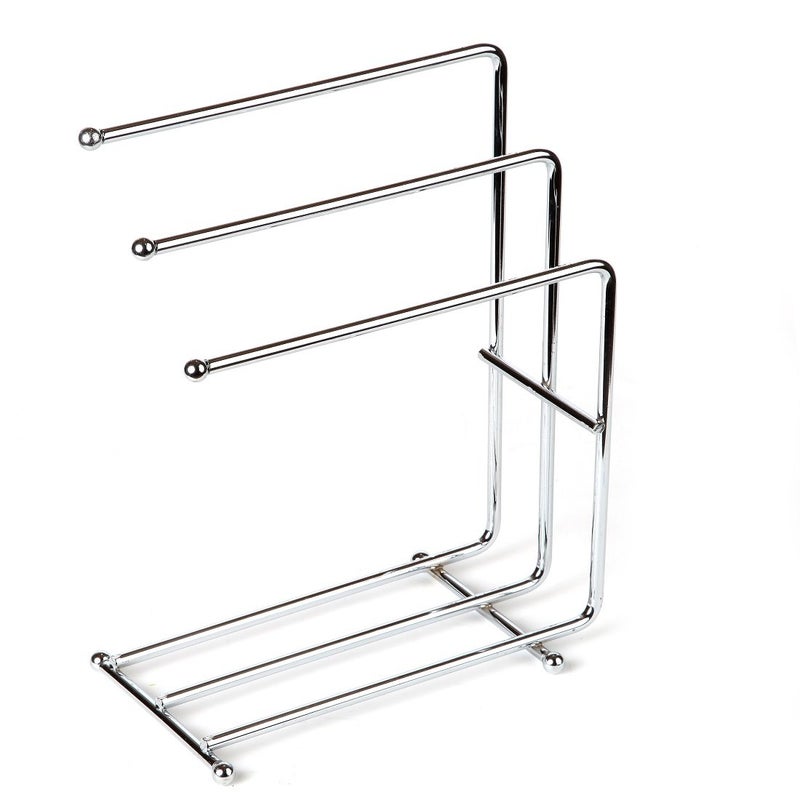 Home-X - Free Standing Towel Rack, Space Saving Kitchen Towel & Hand Towel Rack Holds 3 Towels at Once, Polished Chrome Finish & Design Looks Great in Kitchens & Bathrooms (Towels Not Included) - Image 2
