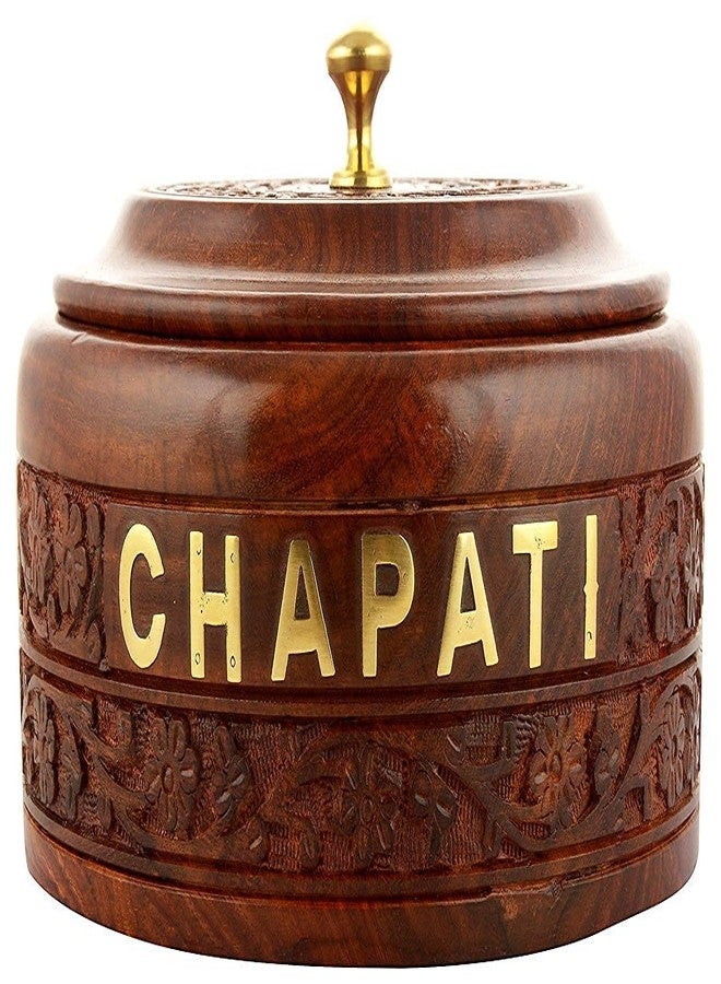 Mitria traders Wooden Hot Pot Casserole Dish with Lid, Tortilla Bread Chapati Keeper/Wood Carving Gorgeous Chapati Box Serve Casserole || Brown (Large 10 INCH) - Image 1