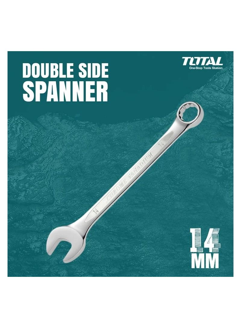 TOTAL 14 Size Double Side Spanner Combination Ring Open End Spanner Chrome Vanadium 1 Pcs TCSPA141 - Image 1