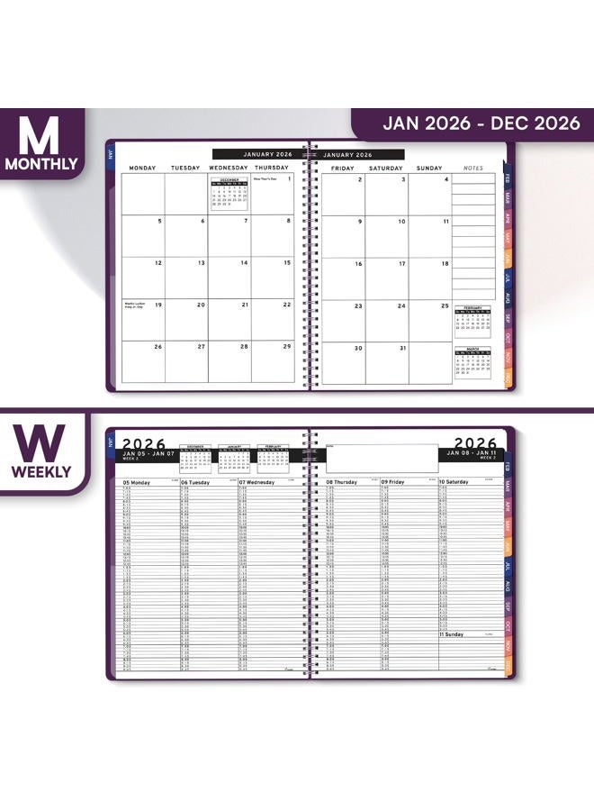 Ensight 2026 Appointment Book and Planner 8.5" x 11" Large Hourly Weekly Daily Schedule Book with Tabs, 15 Minute Time Slots, Purple Calendar Organizer Jan 2026–Dec 2026 Appointment Planner - Purple - Image 4