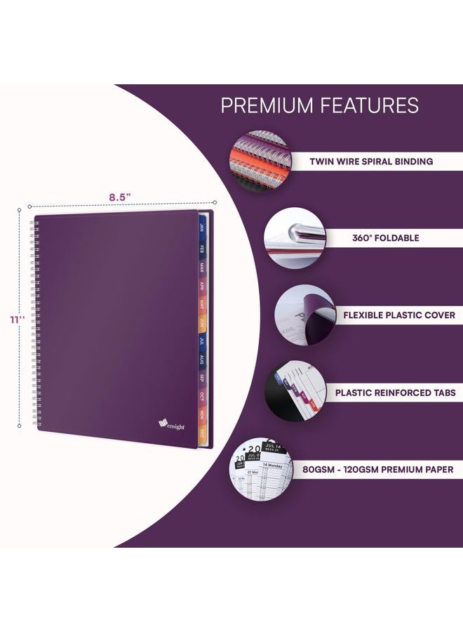 Ensight 2026 Appointment Book and Planner 8.5" x 11" Large Hourly Weekly Daily Schedule Book with Tabs, 15 Minute Time Slots, Purple Calendar Organizer Jan 2026–Dec 2026 Appointment Planner - Purple - Image 5