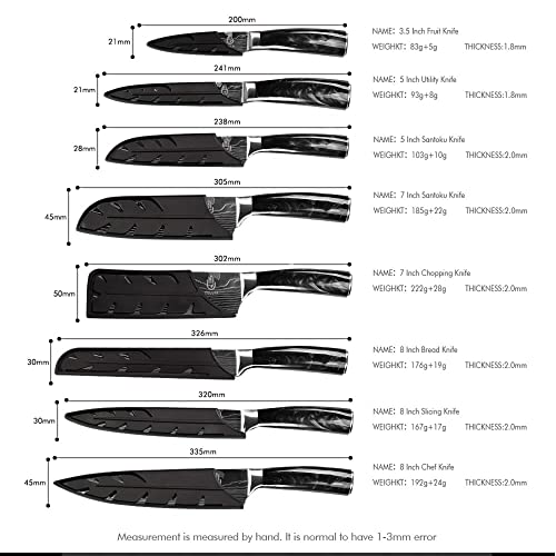 FULLHI Knife Set, 14pcs Japanese Knives Set, Multiple Colour Premium German Stainless Steel Chef Knife Set - Image 3