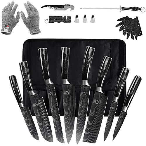 FULLHI Knife Set, 14pcs Japanese Knives Set, Multiple Colour Premium German Stainless Steel Chef Knife Set - Image 1