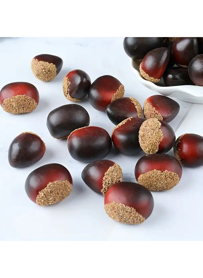 20 Realistic Artificial Chestnuts 10 Flat 10 Pointed Plastic Decor For Home Party - Image 4