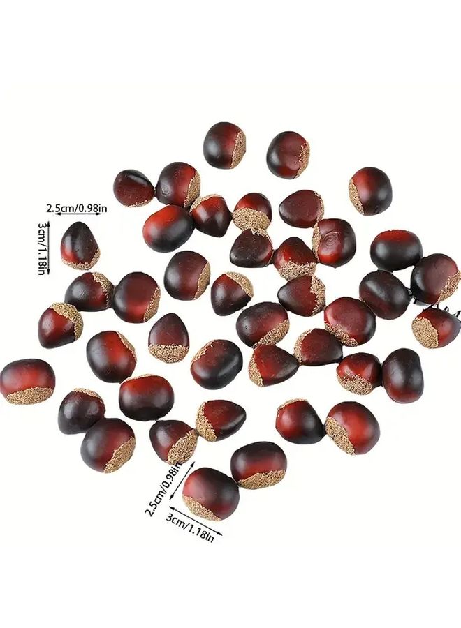 20 Realistic Artificial Chestnuts 10 Flat 10 Pointed Plastic Decor For Home Party - Image 3