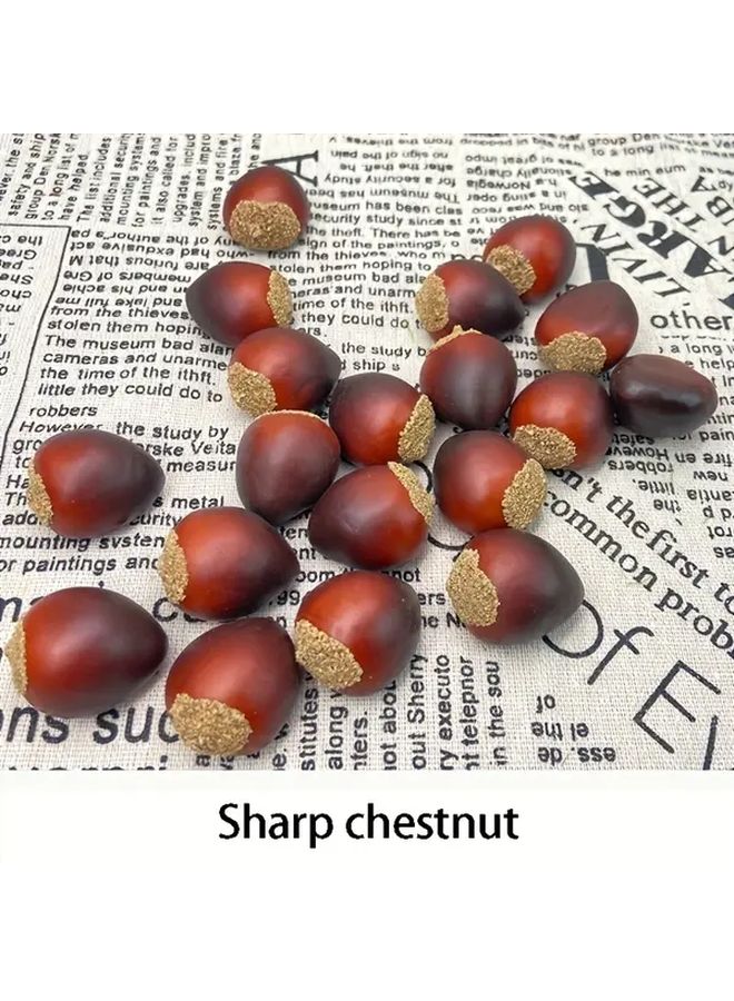20 Realistic Artificial Chestnuts 10 Flat 10 Pointed Plastic Decor For Home Party - Image 2