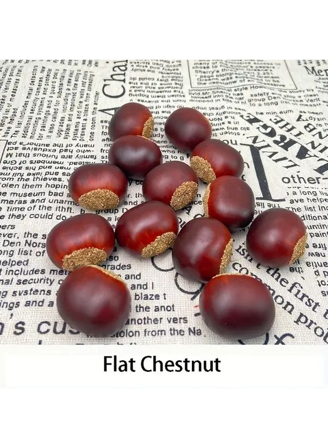 20 Realistic Artificial Chestnuts 10 Flat 10 Pointed Plastic Decor For Home Party - Image 1