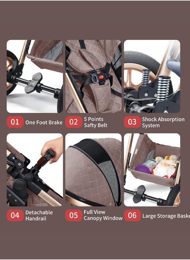 Bukela - 2-in-1 Lightweight Reversible Infant Pramette  And Multi-Position Recline Baby Stroller With Canopy, Rain Cover, And Mosquito Net 0 To  3 Year - Image 1