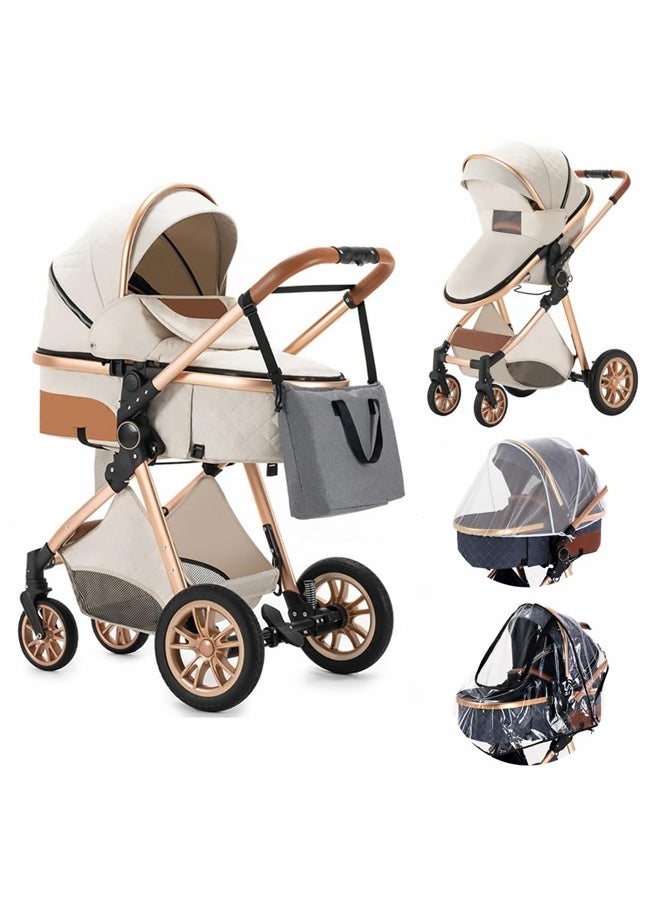 Bukela - 2-in-1 Lightweight Reversible Infant Pramette  And Multi-Position Recline Baby Stroller With Canopy, Rain Cover, And Mosquito Net 0 To  3 Year - Image 1