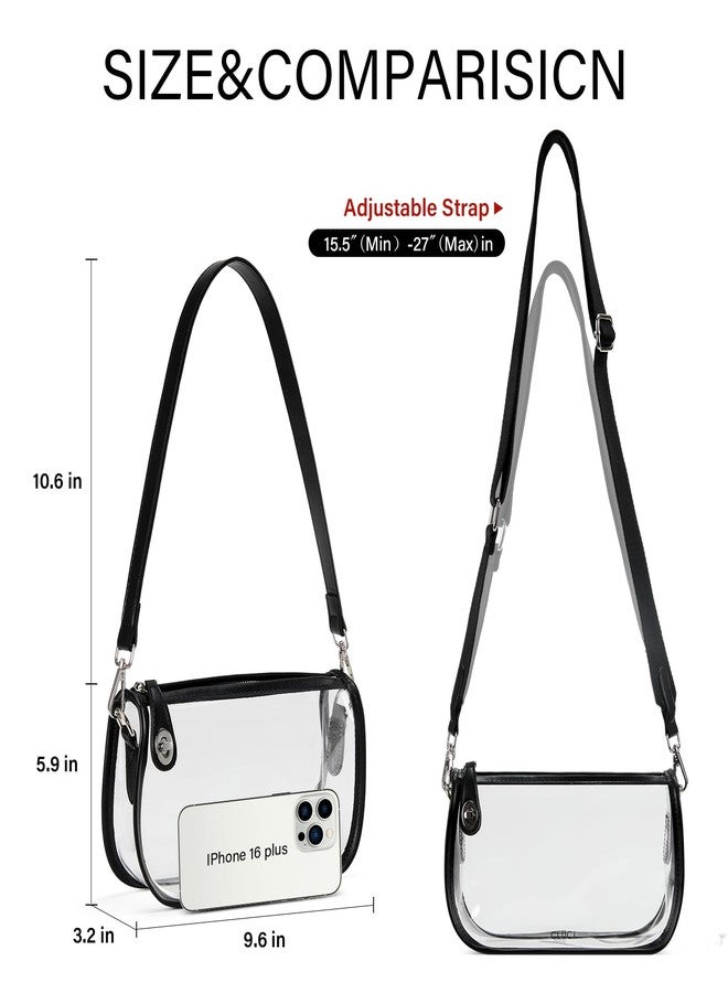 CLUCI Clear Bag for Stadium Events,Clear Bags for Women,Small Crossbody Bag for Concerts Sports Events Festivals, Black - Image 3