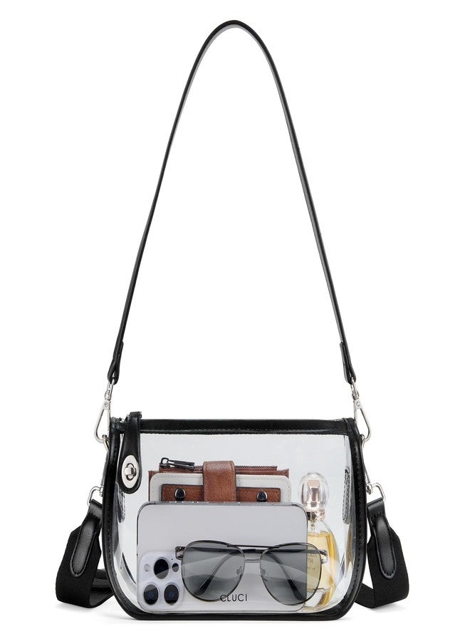 CLUCI Clear Bag for Stadium Events,Clear Bags for Women,Small Crossbody Bag for Concerts Sports Events Festivals, Black - Image 1
