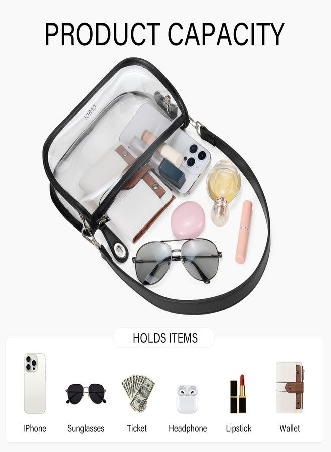 CLUCI Clear Bag for Stadium Events,Clear Bags for Women,Small Crossbody Bag for Concerts Sports Events Festivals, Black - Image 4