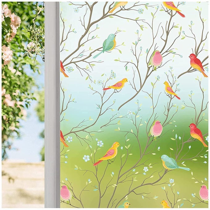 PRIVACY WINDOW FILM NONADHESIVE TRANSLUCENT BIRD WINDOW FILM DECORATIVE GLASS FILM STATIC CLING FILM BIRD WINDOWS STICKERS FOR HOME OFFICE 295 X 787 INCH TRANSLUCENT