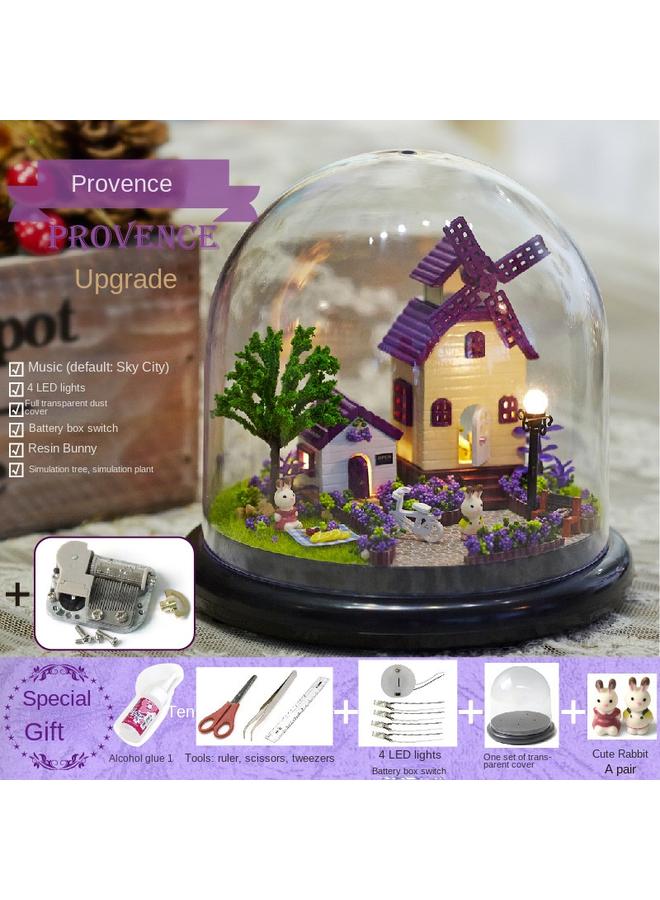 الأزرق جي دبليو منزل فكاهي ديي كوخ يسافر حول نموذج فيلا مجمعة يدوياً ، رجل مبدع يقدم هدية عيد ميلاد أنثى - Image 1