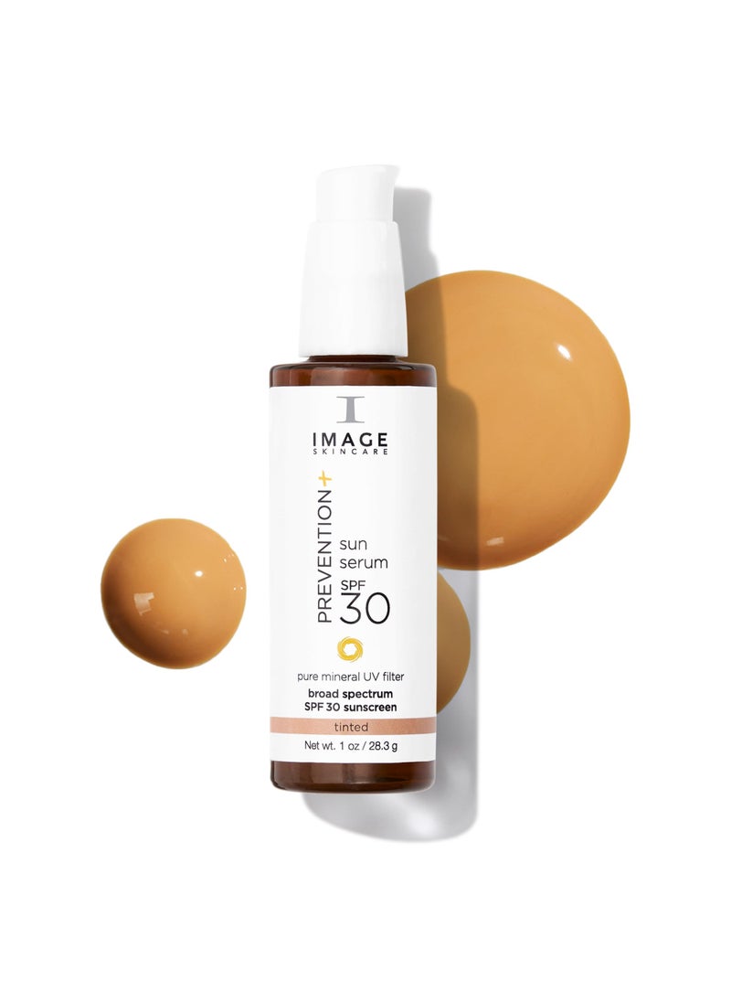 IMAGE SKINCARE IMAGE Skincare, PREVENTION+ Sun Serum SPF 30 Mineral Sunscreen for Face, Non Comedogenic, Wear Under Makeup, Perfect Travel Size, Tinted 1.0 oz 