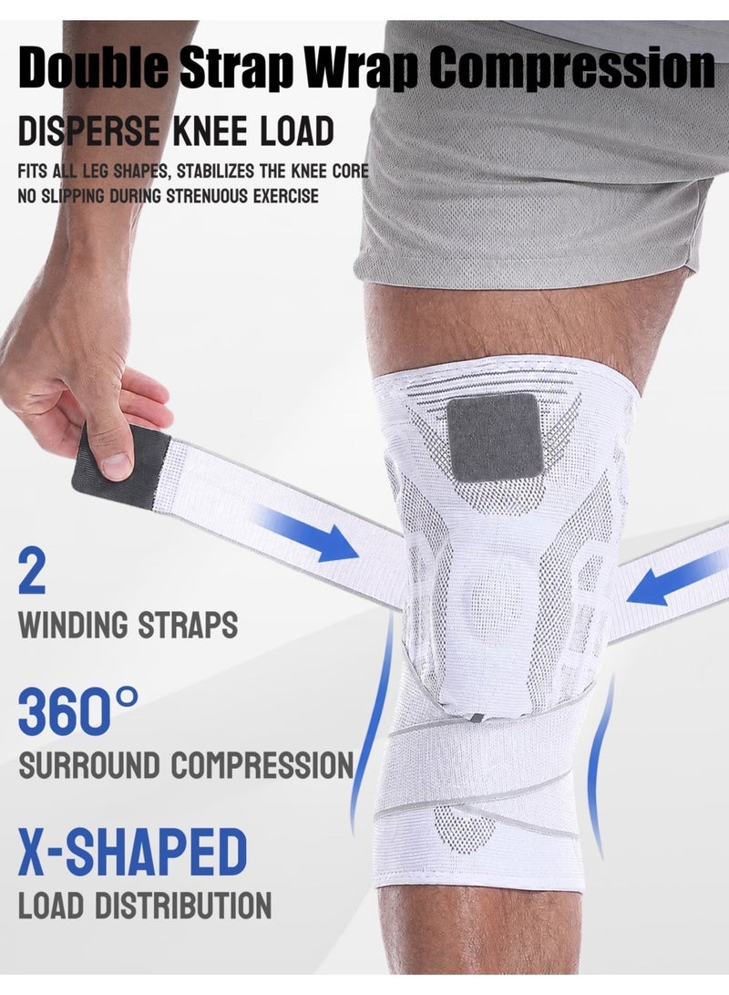 vukasum Knee Brace for Men and Women, Knee Protection and Knee Support with Dual Adjustable Straps, Silicone Patella Pad, Memory Spring Stabilizers, Breathable 3D Knitted Fabric for Basketball, Running, Badminton, Tennis, Gym, Cycling and Daily Protective Use, 2-Pack - Image 4
