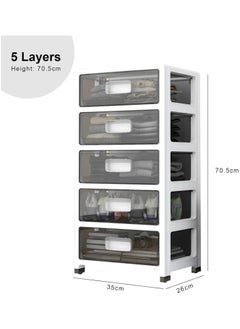 RATSAW Plastic Drawer Cabinet, Plastic Storage Bins with Lids, Waterproof Drawer Containers for Toys Clothes Storage Organizer in Bedroom Bathroom Kitchen Multi-Purpose Storage Containers for Home and Office 5 Layers  - Image 3