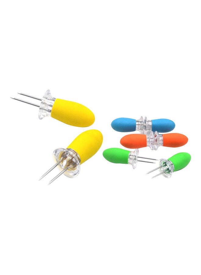 NIBEMINENT 4-Pair Portable Stainless Steel Corn Cob Holders Multicolour - Image 1