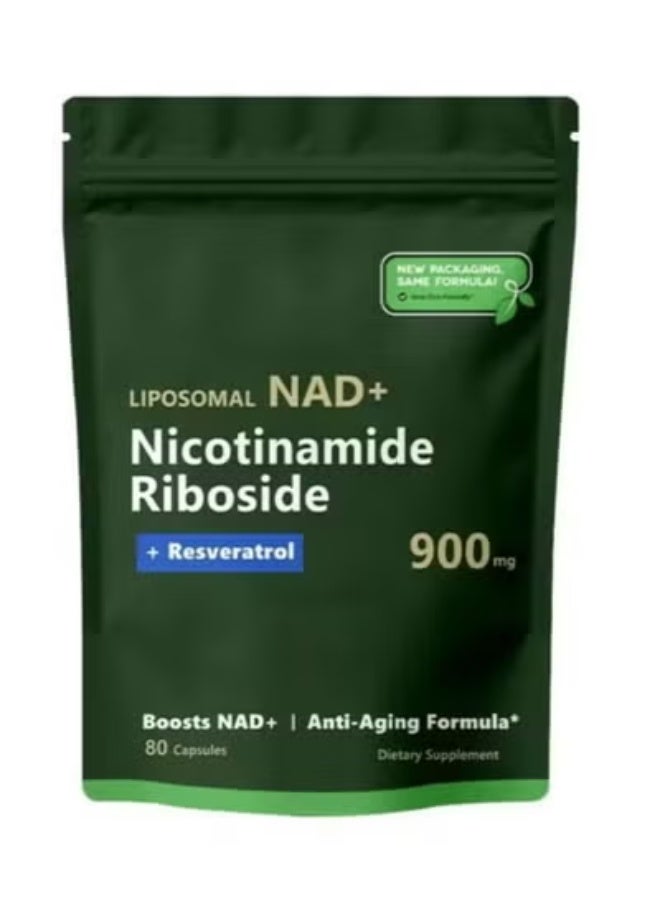 NAD High Purity NAD Supplement True NAD Plus Supplement Resveratrol for Anti-Aging, Energy, Focus DNA Repair and Boost NAD+ for Cellular Energy Metabolism 80 Capsules/Bag - Image 1