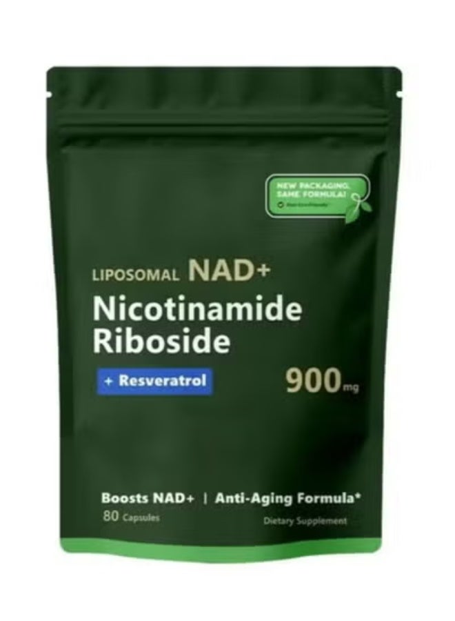 NAD High Purity NAD Supplement True NAD Plus Supplement Resveratrol for Anti-Aging, Energy, Focus DNA Repair and Boost NAD+ for Cellular Energy Metabolism 80 Capsules/Bag - Image 3