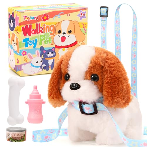 Tagitary Plush Toys Puppy Electronic Toy Walking and Barking Dogs,Tail Wagging Fake Dog Interactive Dog Toy for Kids with Leash,Easter Christmas Birthday Gift for Toddlers Kids - Image 1