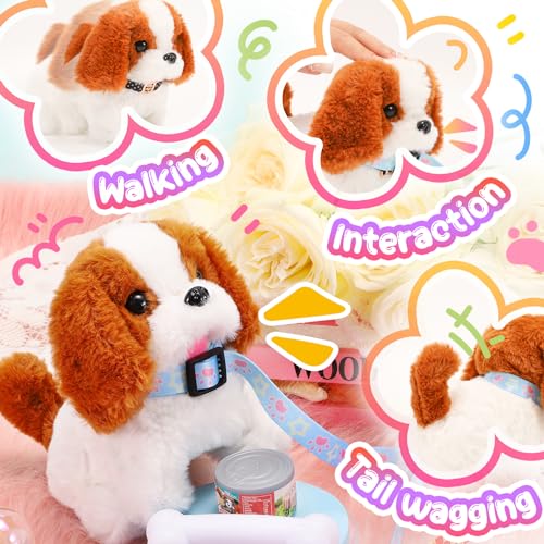 Tagitary Plush Toys Puppy Electronic Toy Walking and Barking Dogs,Tail Wagging Fake Dog Interactive Dog Toy for Kids with Leash,Easter Christmas Birthday Gift for Toddlers Kids - Image 3