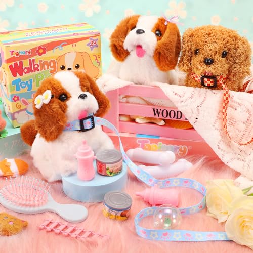 Tagitary Plush Toys Puppy Electronic Toy Walking and Barking Dogs,Tail Wagging Fake Dog Interactive Dog Toy for Kids with Leash,Easter Christmas Birthday Gift for Toddlers Kids - Image 2