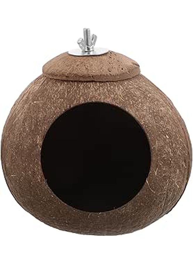 Natural Coconut Shell Large Bird Nesting Hut For Parakeets Cockatiels - Image 1