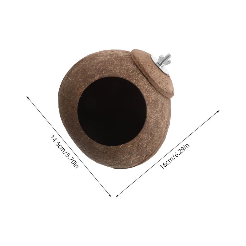 Natural Coconut Shell Large Bird Nesting Hut For Parakeets Cockatiels - Image 3