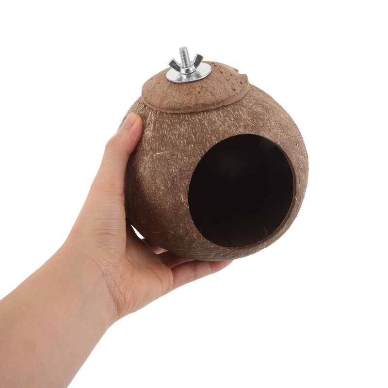 Natural Coconut Shell Large Bird Nesting Hut For Parakeets Cockatiels - Image 5