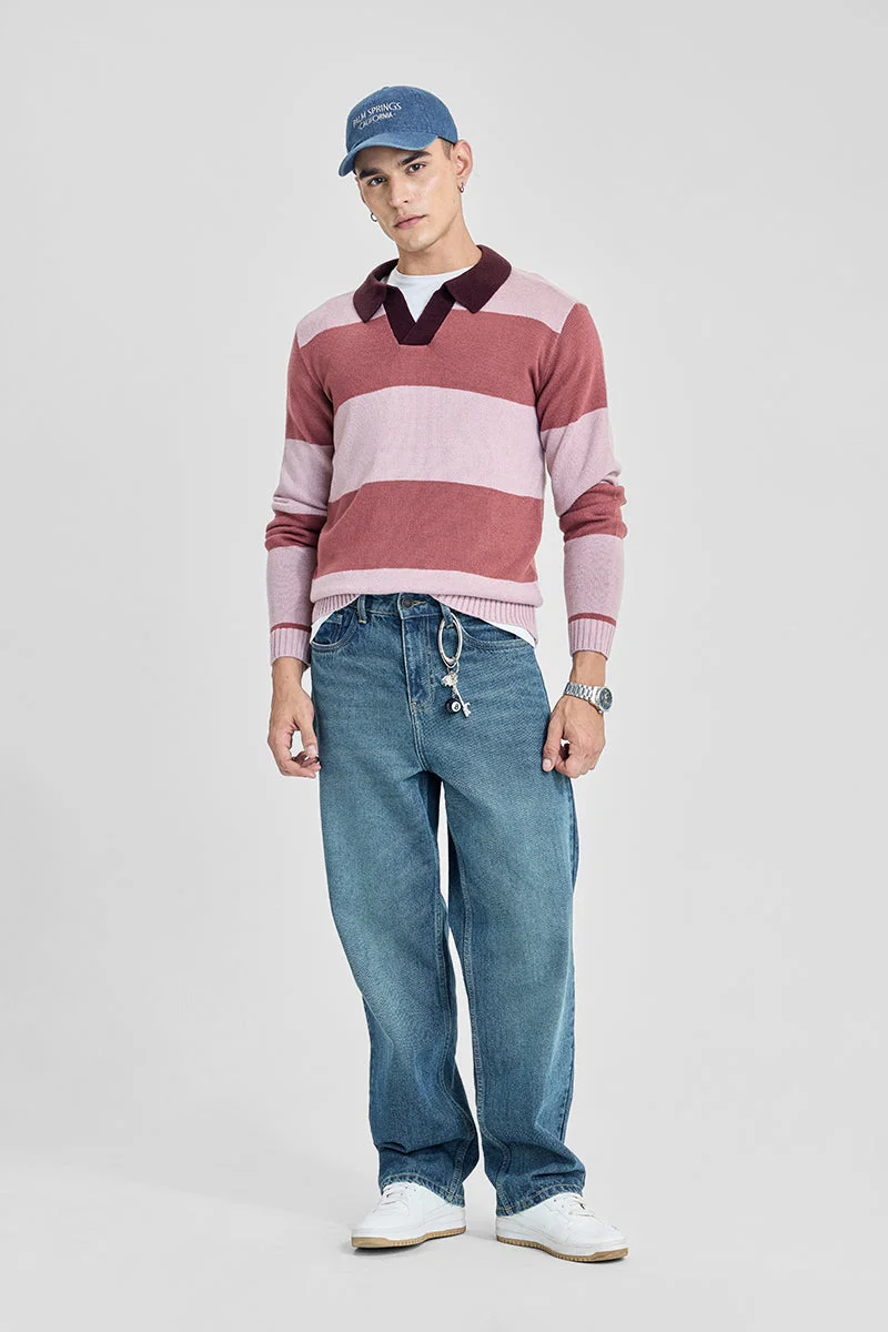 SNITCH Polo 100% Acrylic Stripes Pullover