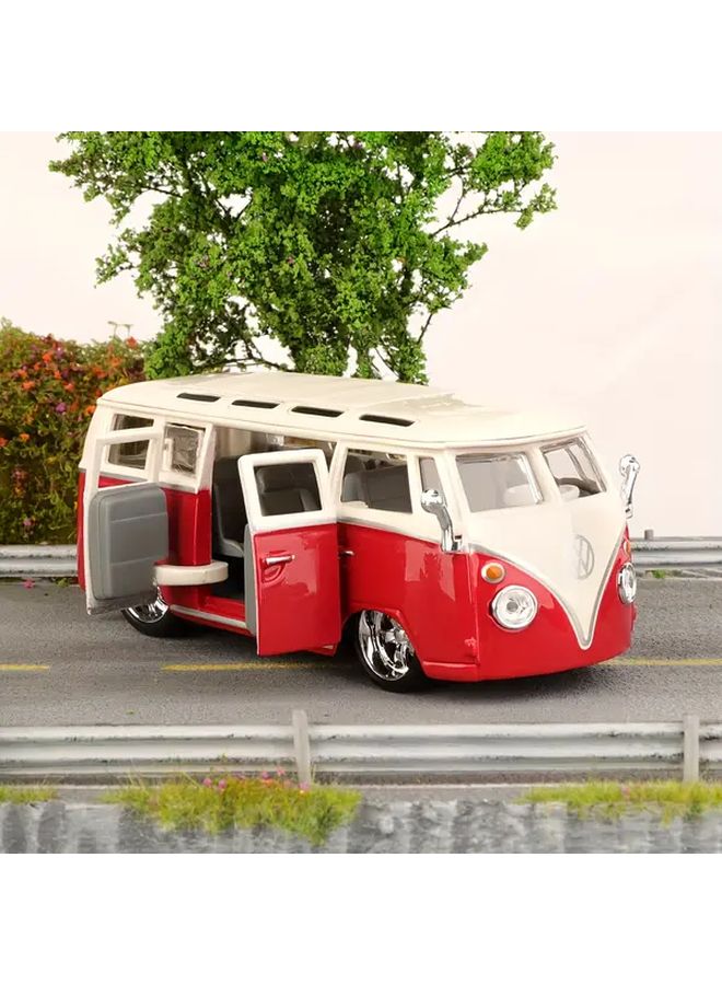 Red Burago 1 32 Scale VW Bus Alloy Model Car Opening Doors Moving Wheels - Image 3