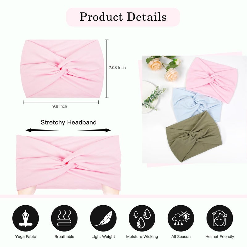 Tobeffect 7'' Wide Headbands for Women, Extra Large Turban Headband Boho Hairband Thick Cloth Fabric Head Bands Hair Accessories, 6 Pack - Image 2